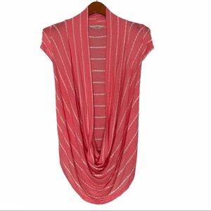 Gorgeous front draped cowl neck striped coral